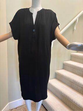Reitmans Black Short-Sleeve Midi Shift Dress SzXL